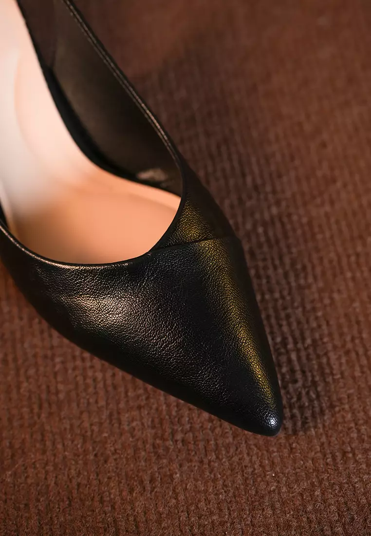 4.5CM Microfiber Leather Slingback Mid Heel BY2050-36