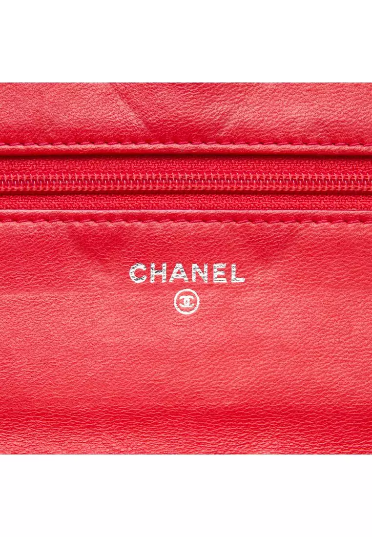 Pre-Loved Chanel Cc Lambskin Wild Stitch Wallet On Chain
