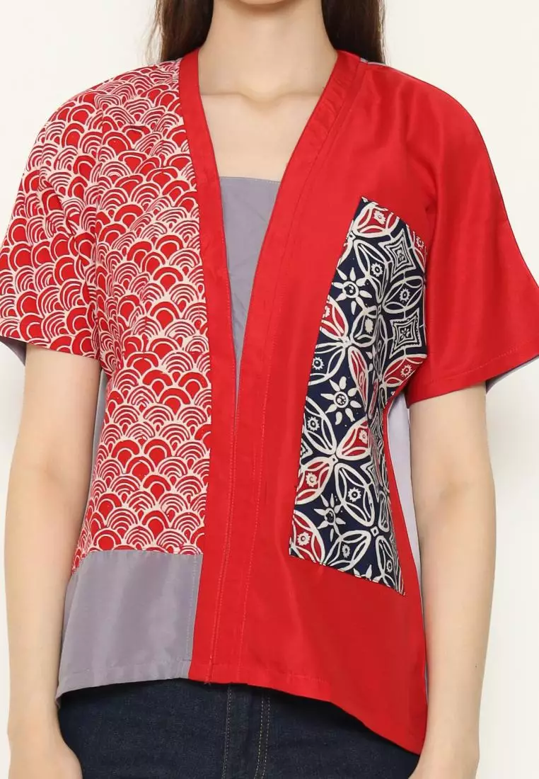 Blouse Batik Wanita - Bhatara Batik Ria - Atasan Batik Modern Lengan Pendek