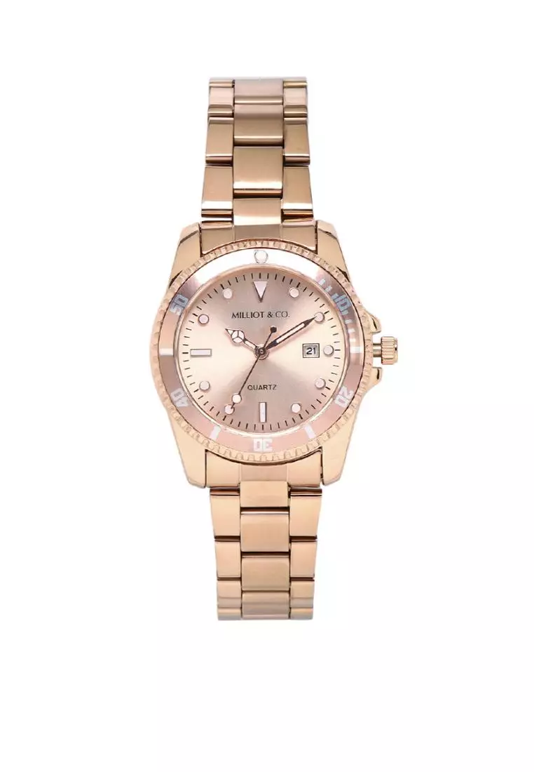 Buy Milliot Co. Victoria Rose Gold Stainless Steel Strap Watch