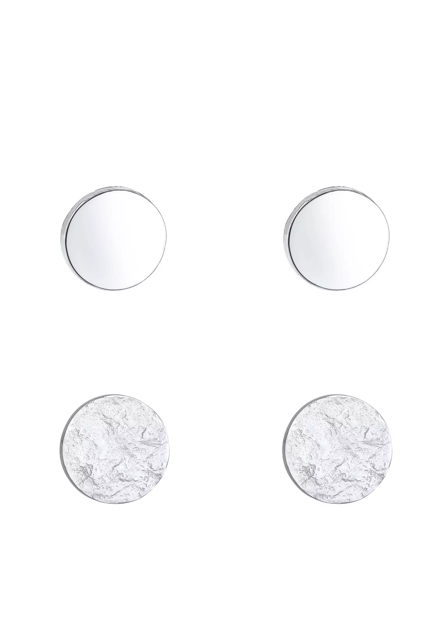 Earrings Stud Set Of 2 Matt Shiny Round Classic