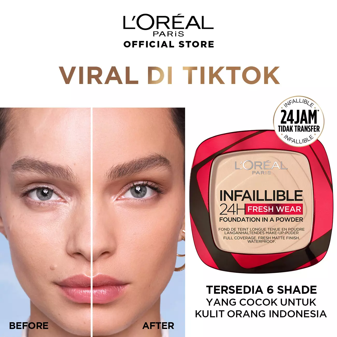 L'Oreal Paris Infallible 24H Fresh Wear Foundation Powder - 245 Golden Honey