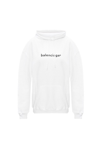 Balenciaga white Balenciaga New Copyright Medium Fit Hoodie in White B8A81AAC07AE88GS_1