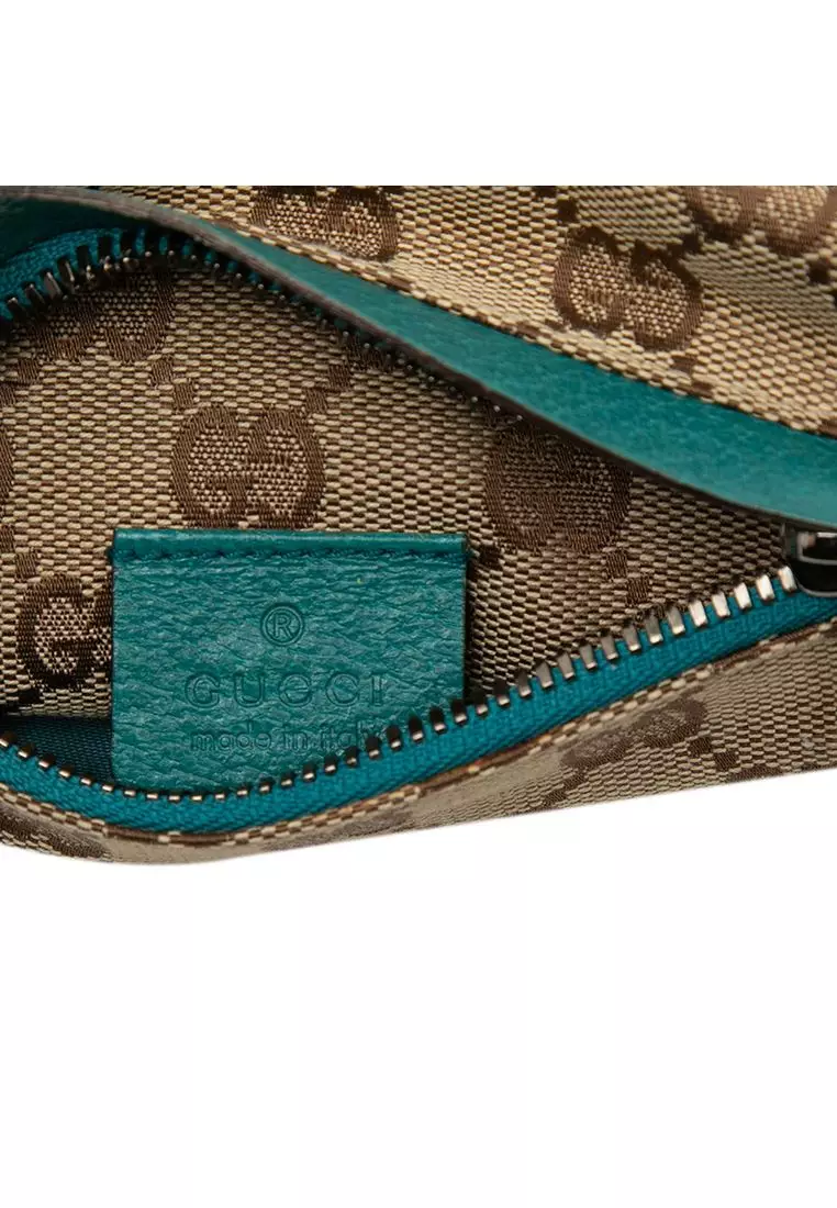 Pre-Loved Gucci Gg Canvas Web Double Pocket Belt Bag