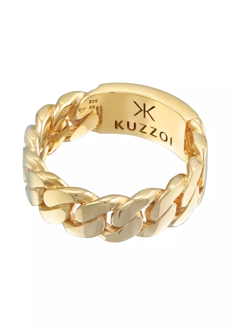 EXCLUSIVE Cincin Perhiasan Perak 925 Pria Signet Chain Optics Links Gold Plated