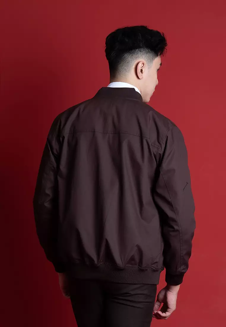 Houseofcuff Jaket Bomber Polos Windbreaker Cokelat Tua