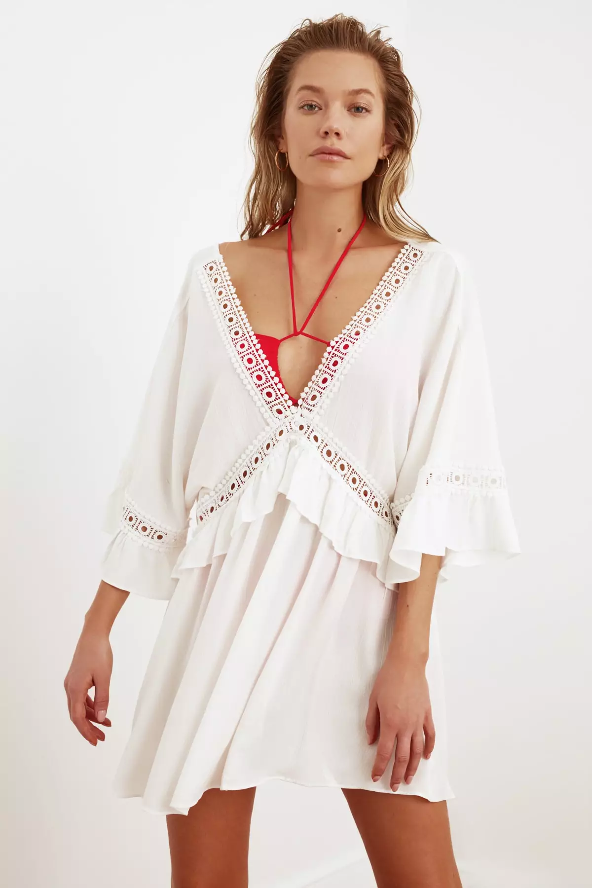 Lace Stripe Detailed Beach Dress