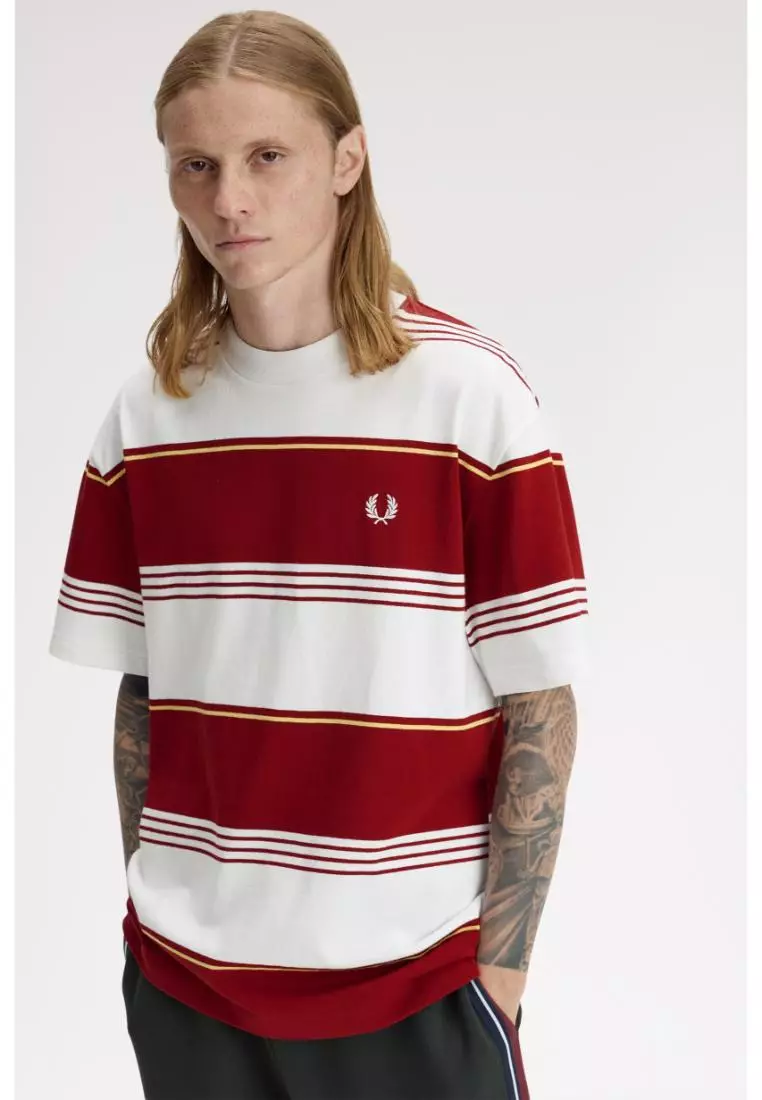 Fred Perry M2410 Heavyweight Striped T-Shirt (Snow White)