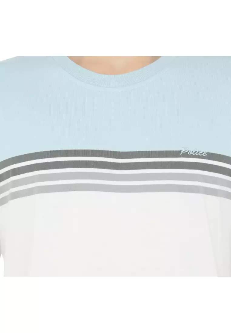 POLICE T-Shirt Salur Bordir Cotton Premium Tebal Pria 53029