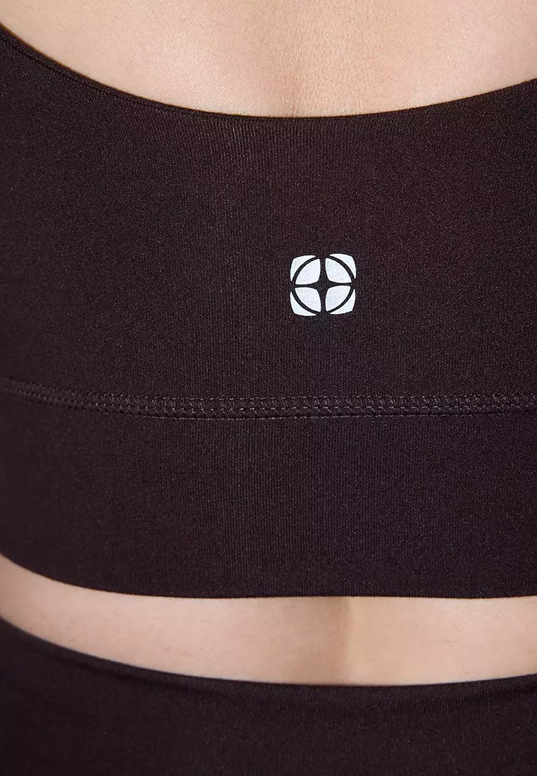 Brown Brushed Scuba Coated Sports Bra Thmss24Ss00008