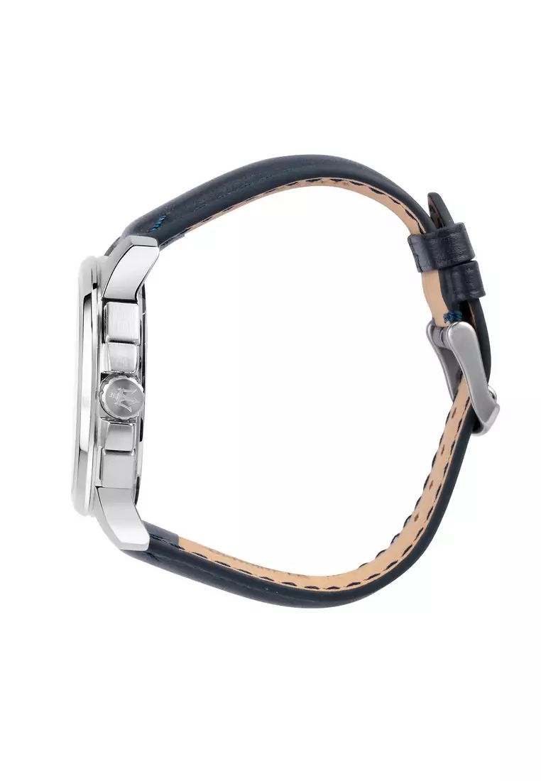 【2 Years Warranty】Maserati Successo - 44mm Blue Sunray Dial Men's Quartz Watch R8851121003 With Luminous Dial Hands