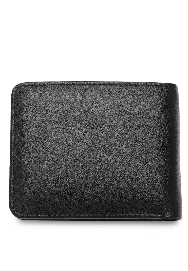Genuine Leather RFID Short Wallet - Black