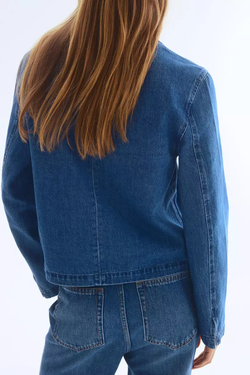Tie-front denim jacket
