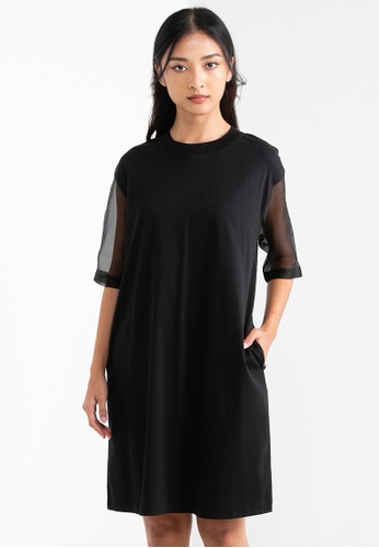 ck Calvin Klein black Soft Sheen Cotton Voile Dress 7C25AAA9E6E2B0GS_1
