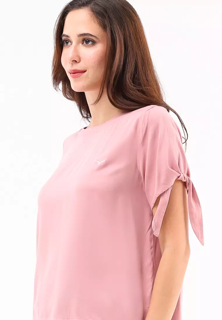 Woven Plain S.Twill Rayon Short Sleeve Blouse