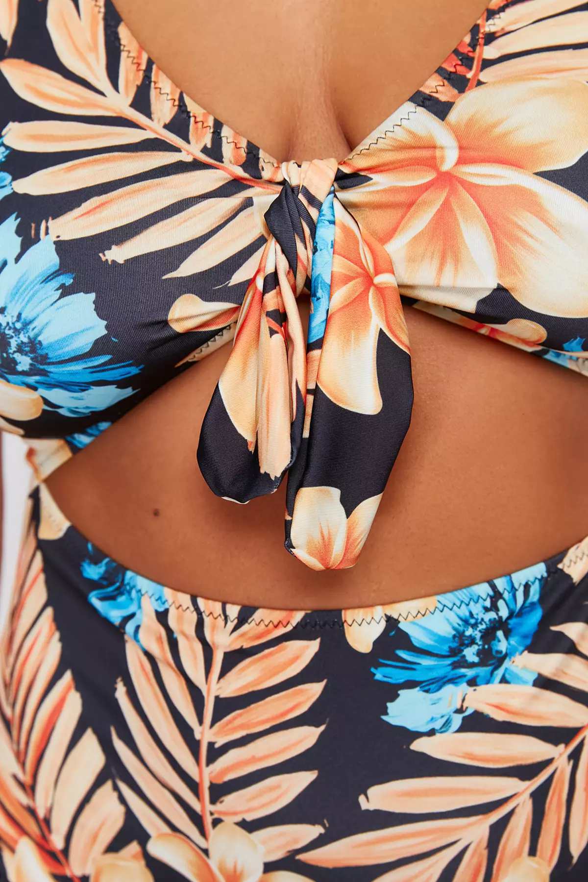Blue Tropical Plus Size Swimsuit