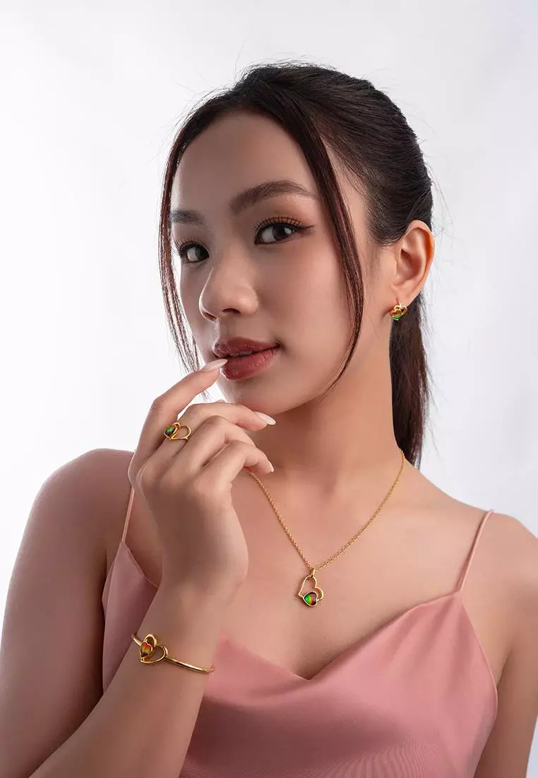 斑彩石圈式耳环042（镀金）