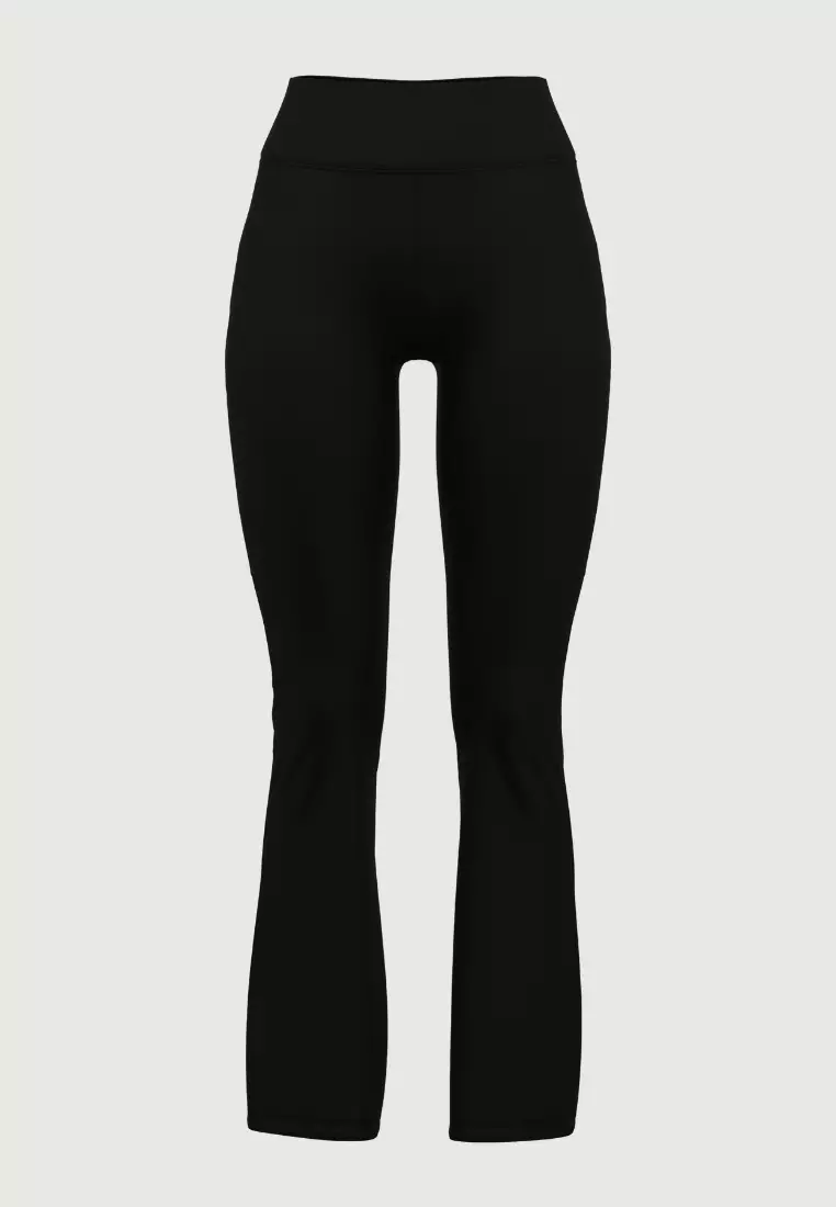Black Solid High Waist Flare Pants