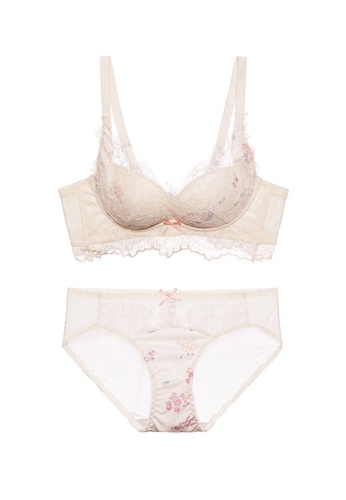 ZITIQUE pink Women's Japanese Style Cute Push Up Lace Lingerie Set (Bra and Underwear) - Pink 46920US30D2877GS_1