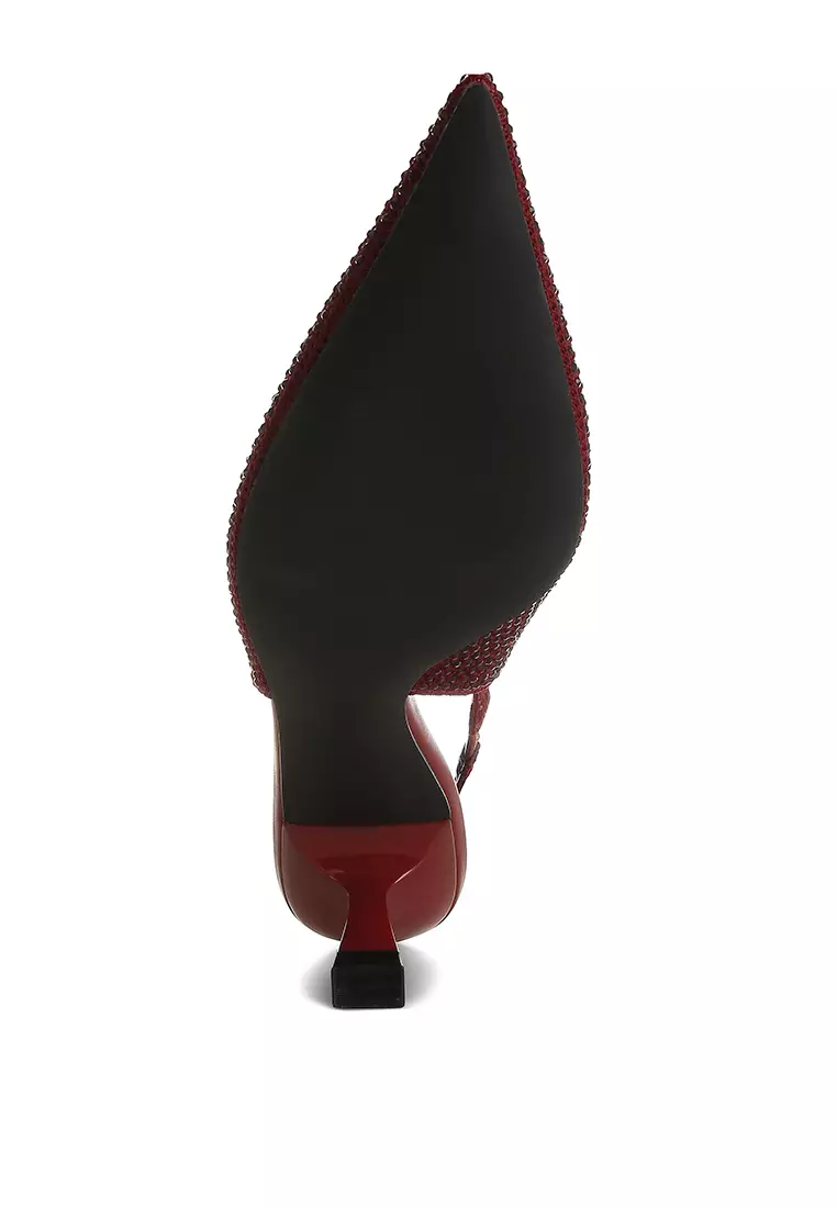 Flyknit Rhinestone Slingback Sandals in Burgundy