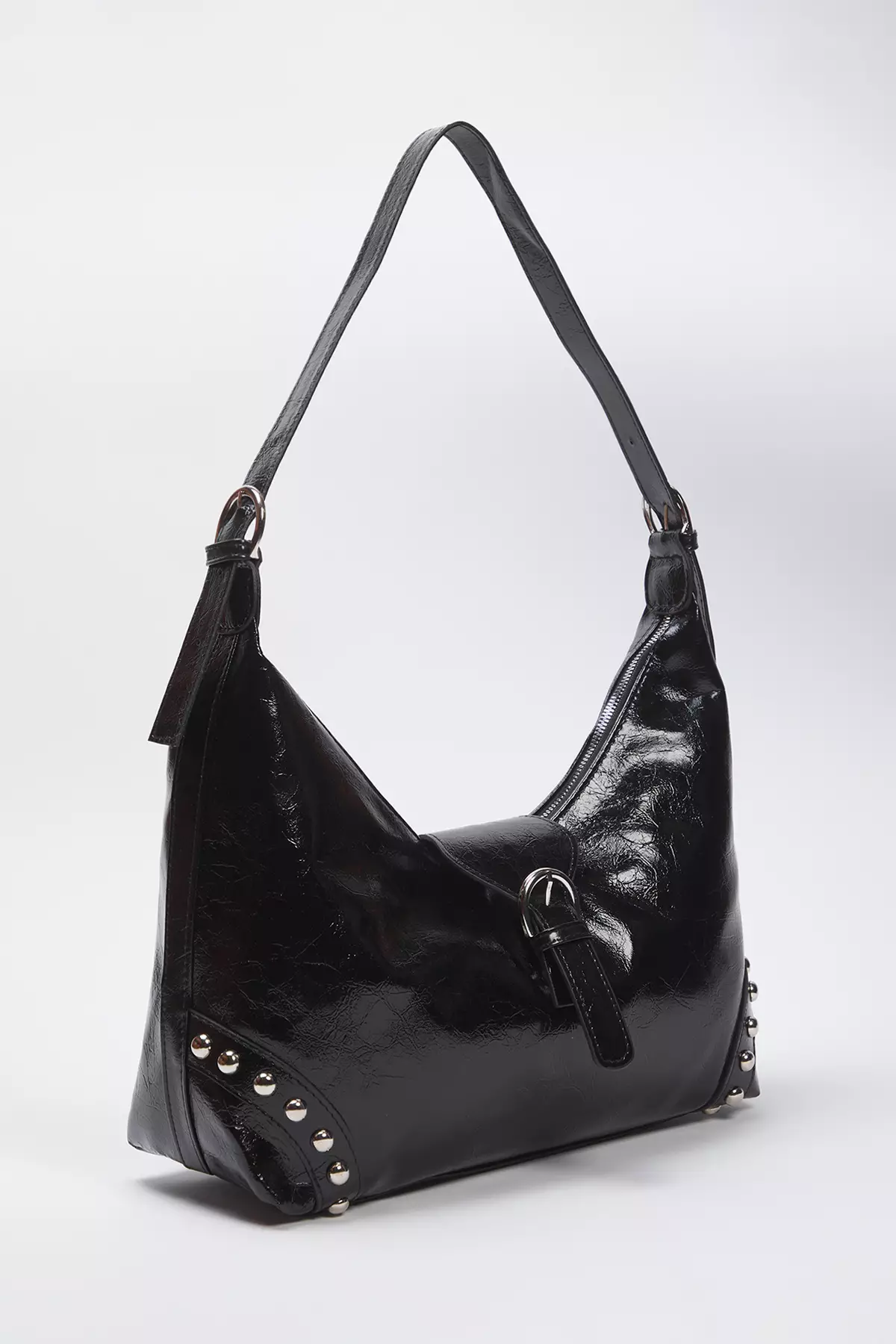 Buy Trendyol Oval Women's Shoulder Bag With Black Trok Stone Belt