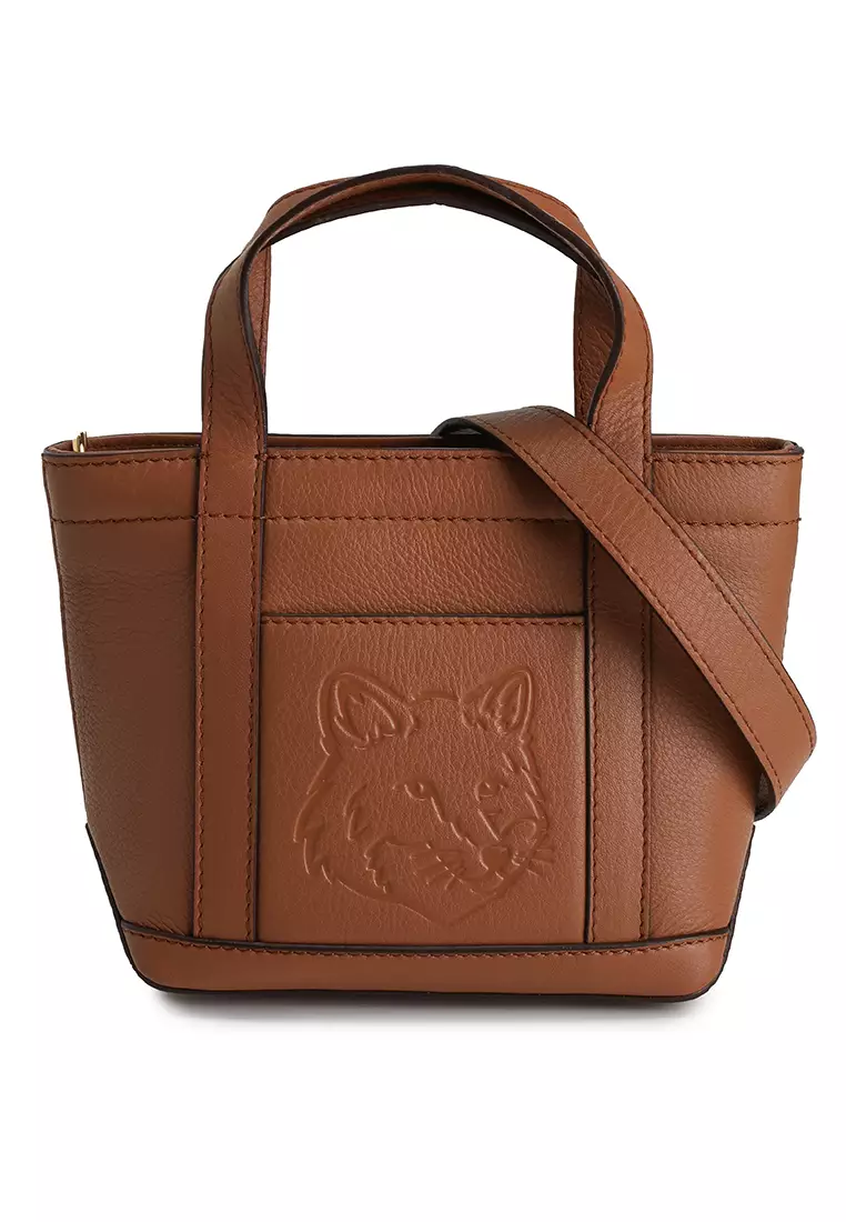 Fox Head Leather Mini Tote Bag