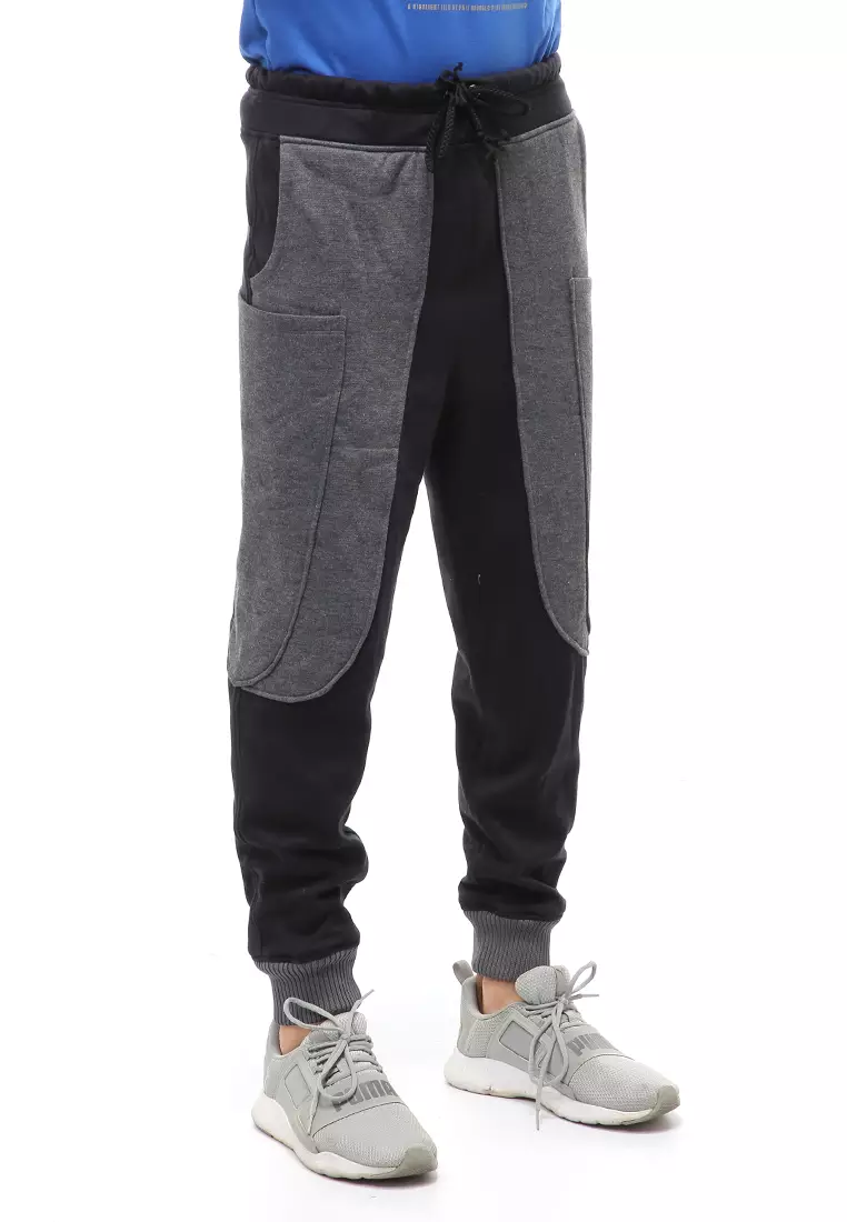 Locko Long Pants Celana Panjang Jogger Pria Material Fleece ORIGINAL - Black Gray