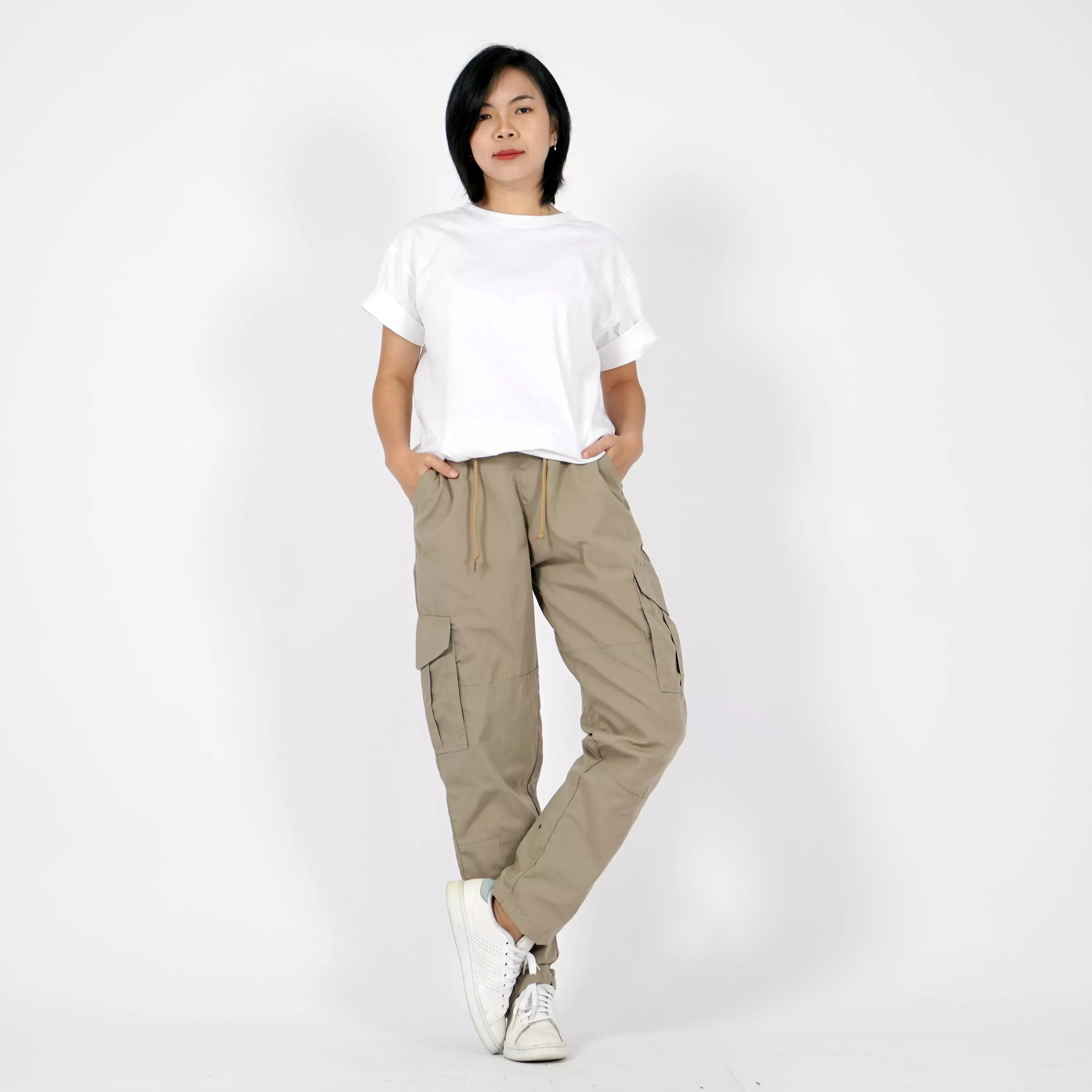 DESSY Cargo Pants Wanita Celana Cargo Earth Tone Celana Kargo Tactical Pants - BEIGE