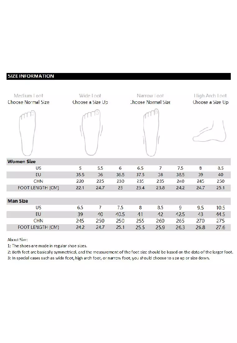 Fila women's sale shoes size chart