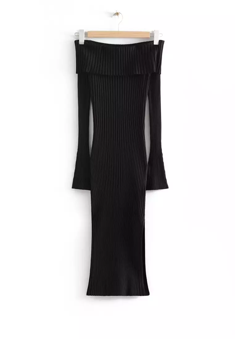 Layered Ribbed Midi Dress