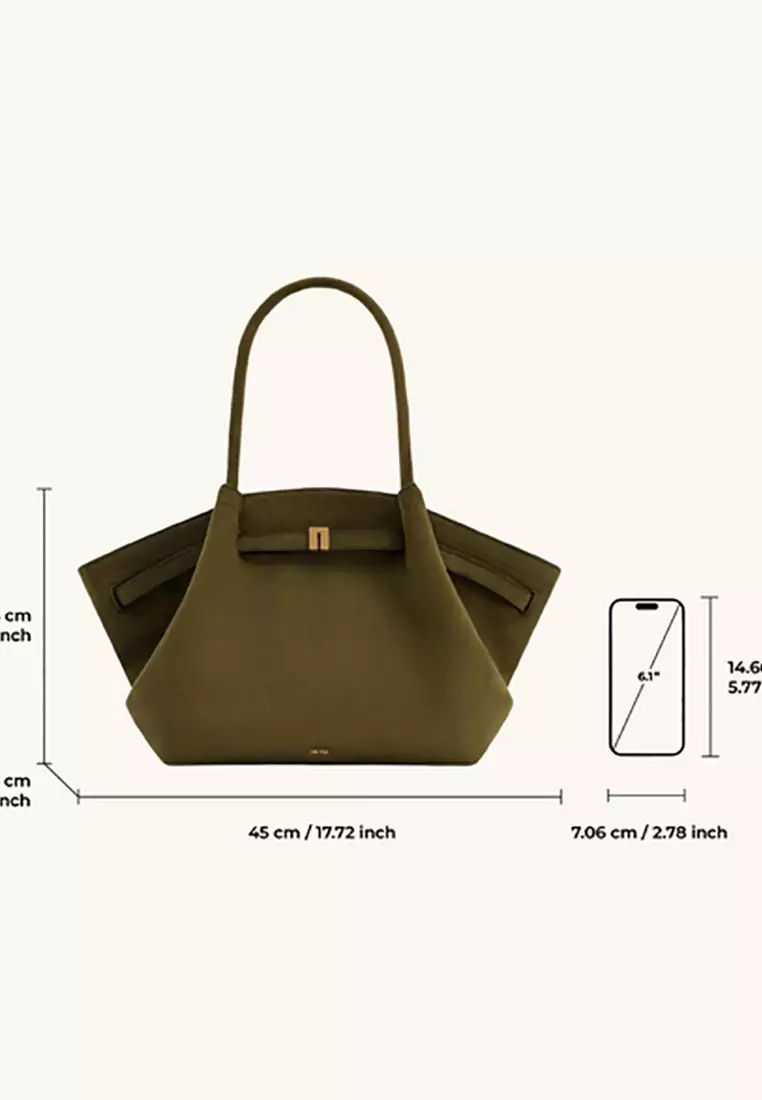 Hana Medium Faux Suede Tote Bag - Olive