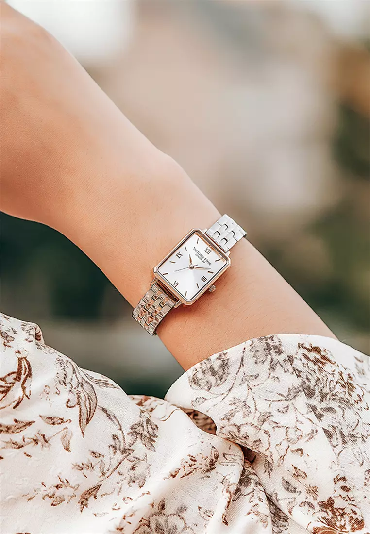 Hampton 22×28mm女士手表 優雅金色方形表殼  304不鏽鋼金屬手鏈-玫瑰金