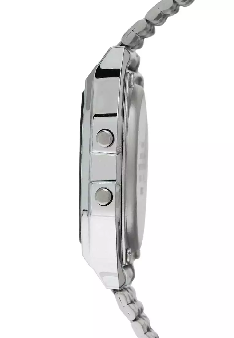 Casio Jam Tangan Pria - Silver Black - Stainless Steel - A159WA-N1DF