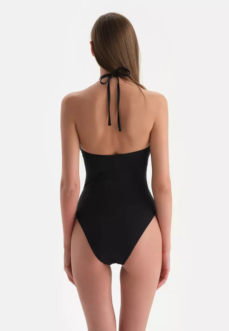 Black Monokini, Strapless, Removable Padding, Non-wired, Swimwear for Women