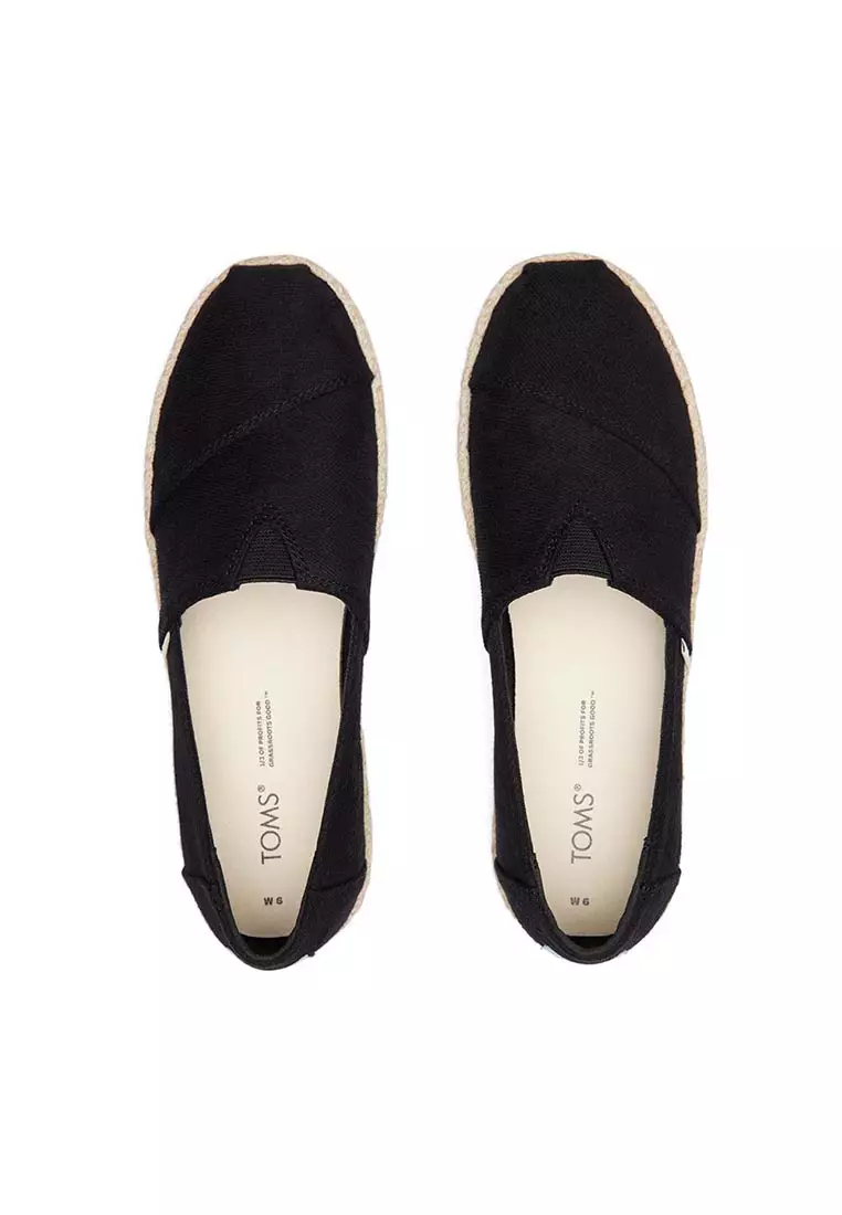 Women Alpargata Platform Rope Black Heavy Twill Shoes