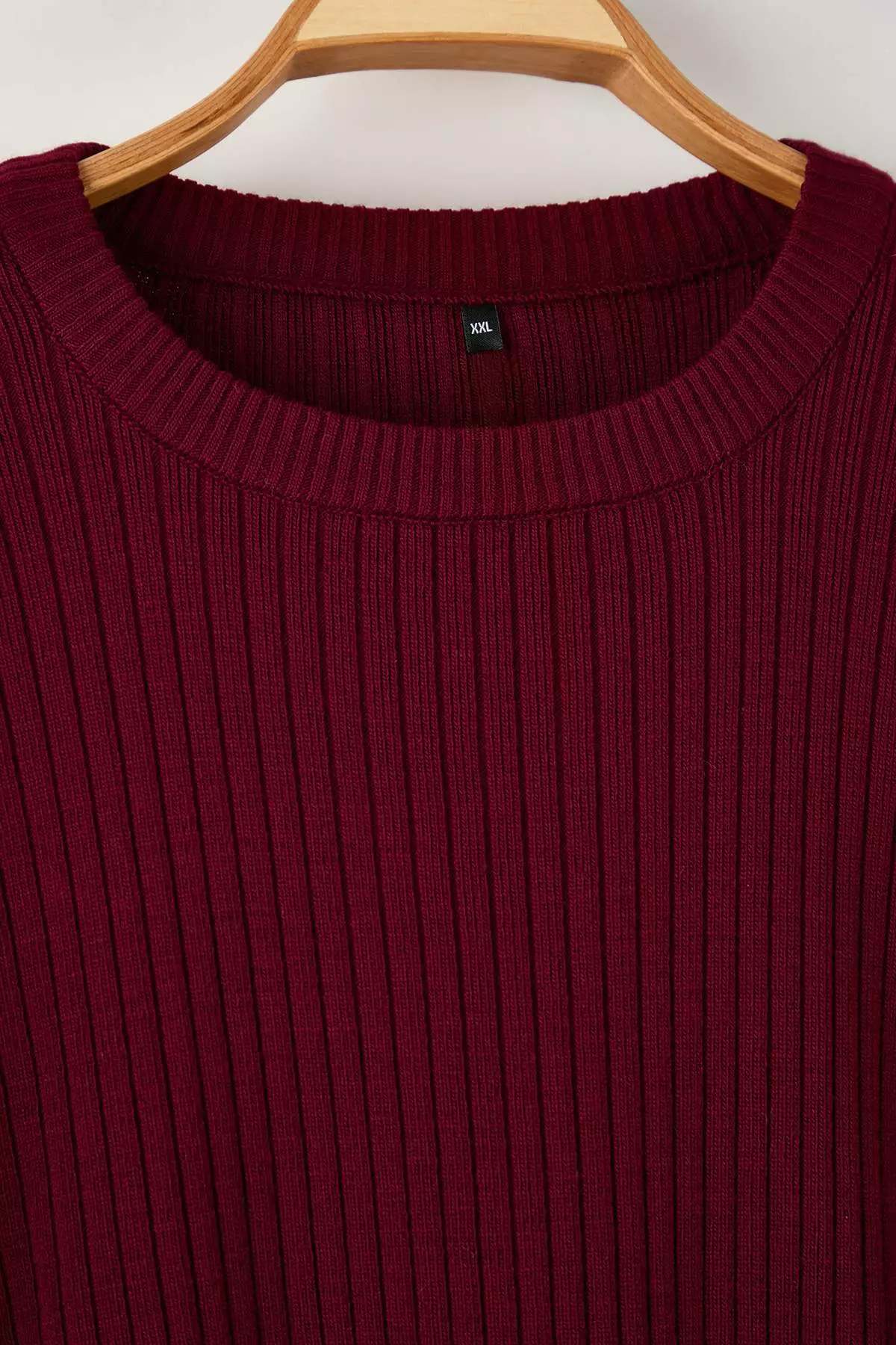 Burgundy Ribbed Crew Neck Knitwear Sweater Pants Set Tbbaw23Cp00044
