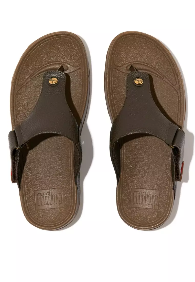 FitFlop TRAKK II Men's Leather Toe-Post Sandals - Chocolate Brown (279-167)
