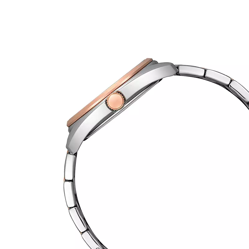 Jam Tangan Pria Citizen BI5104-57E Men Black Dial Dual Tone Stainless Steel Strap