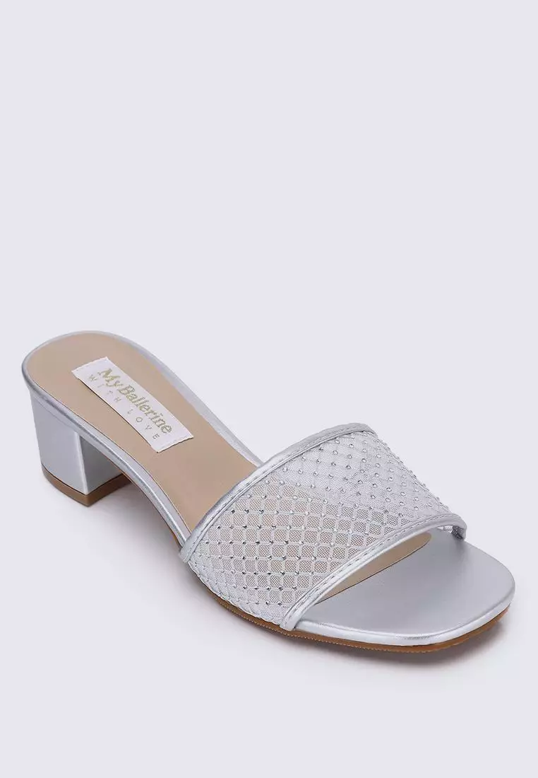 My Ballerine Ayla Comfy Heels In Silver