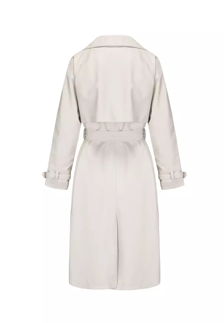 Oversized Faux Leather Trench Coat AD-M24PJ51