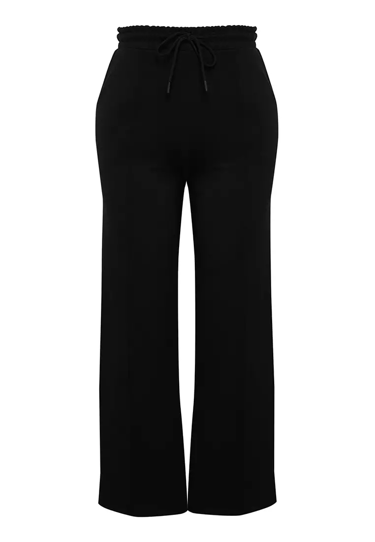 Black Ribbed Detailed Knitted Trousers Tbbss24Ay00004