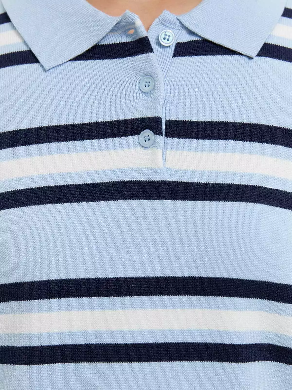 Striped Polo Top - Baby Blue