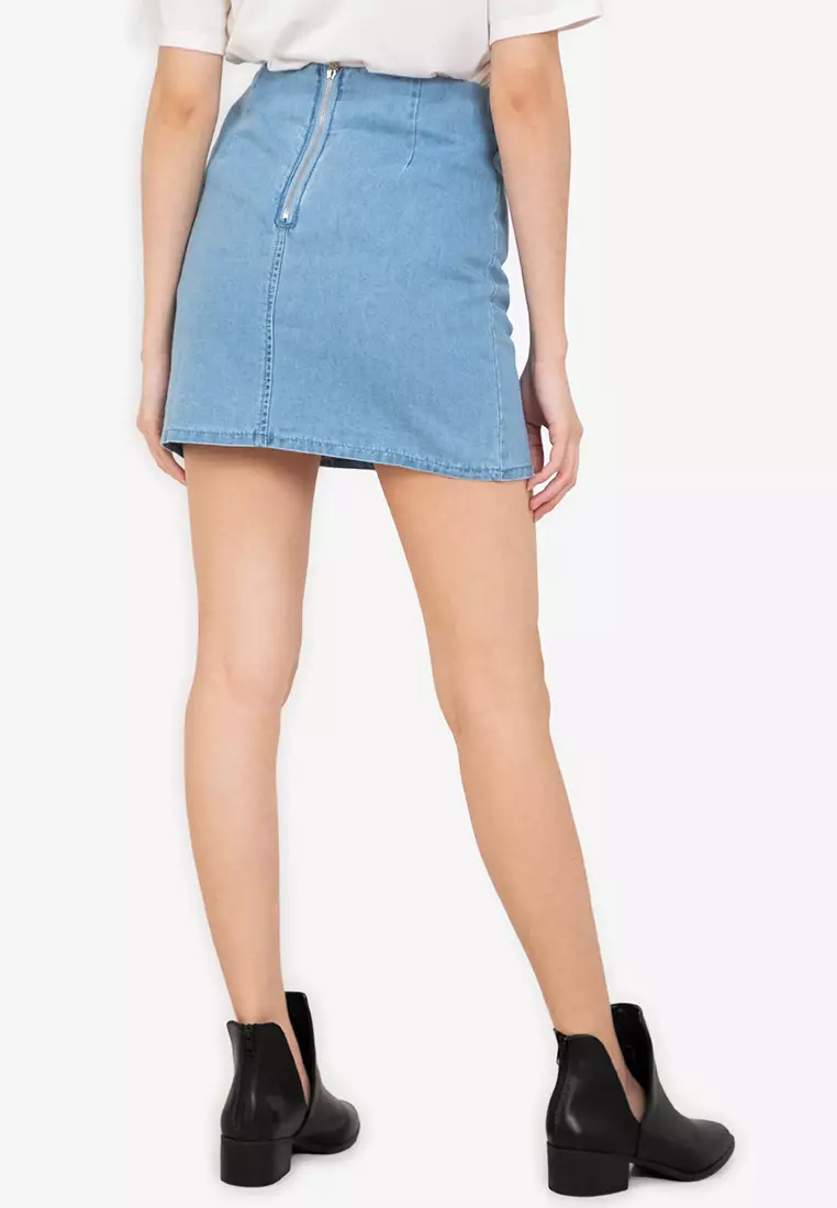 Buy ZALORA BASICS Split Front Mini Denim Skirt 2024 Online ZALORA Philippines