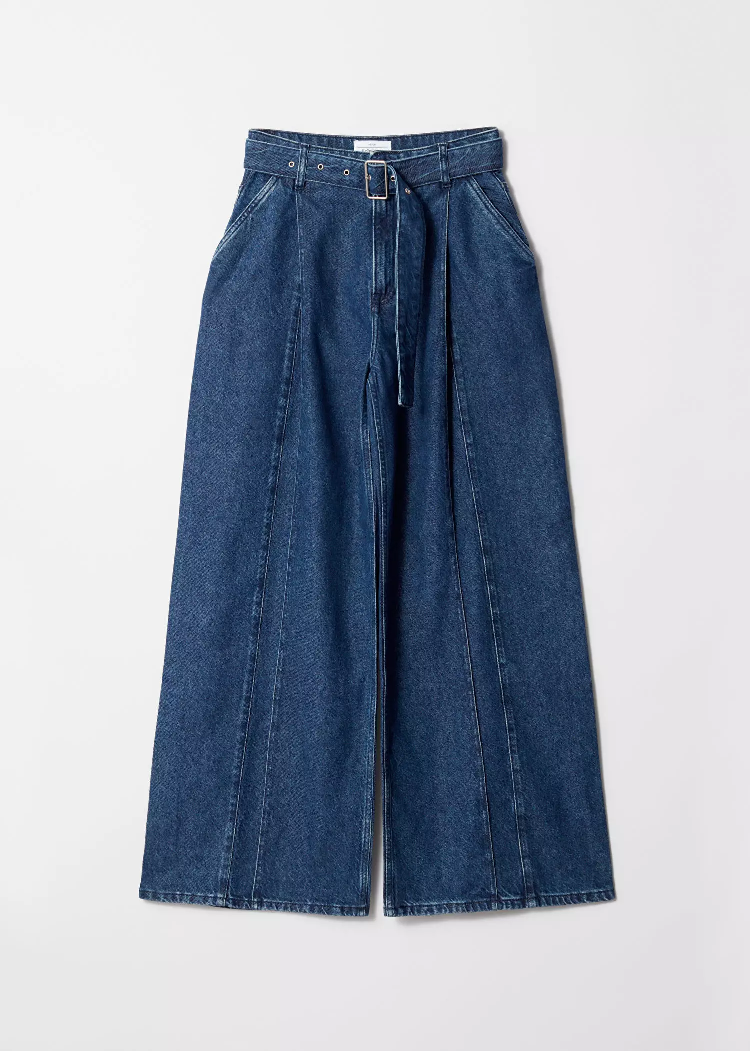 Belted Pleat-Detail Jeans