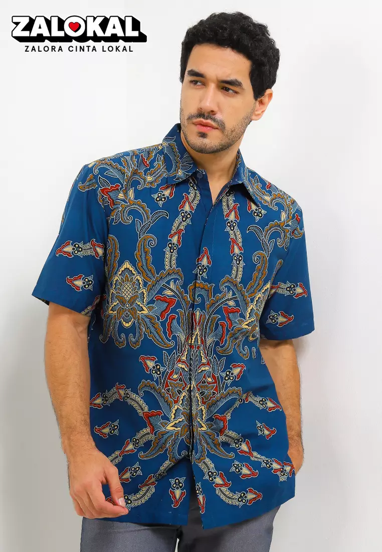 Kemeja Pendek Katun Print Motif Sekar Pergola