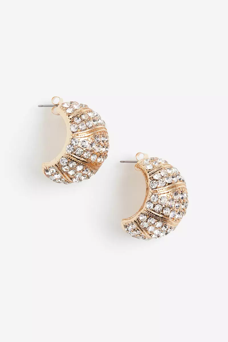 Buy H M Wide rhinestone earrings 2024 Online ZALORA Singapore