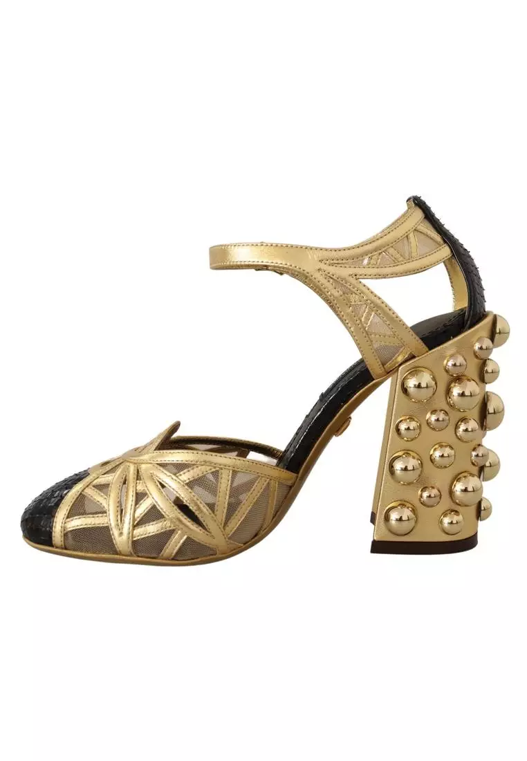 Gold discount leather shoes