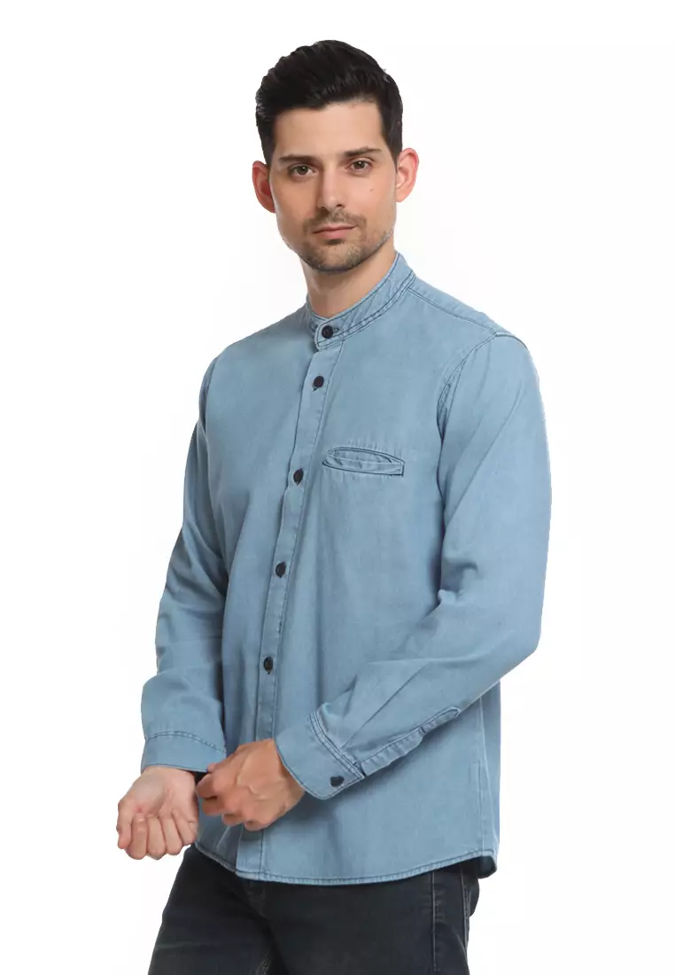 Kemeja Denim Kerah Mandarin KB L/S Light Blue 182312