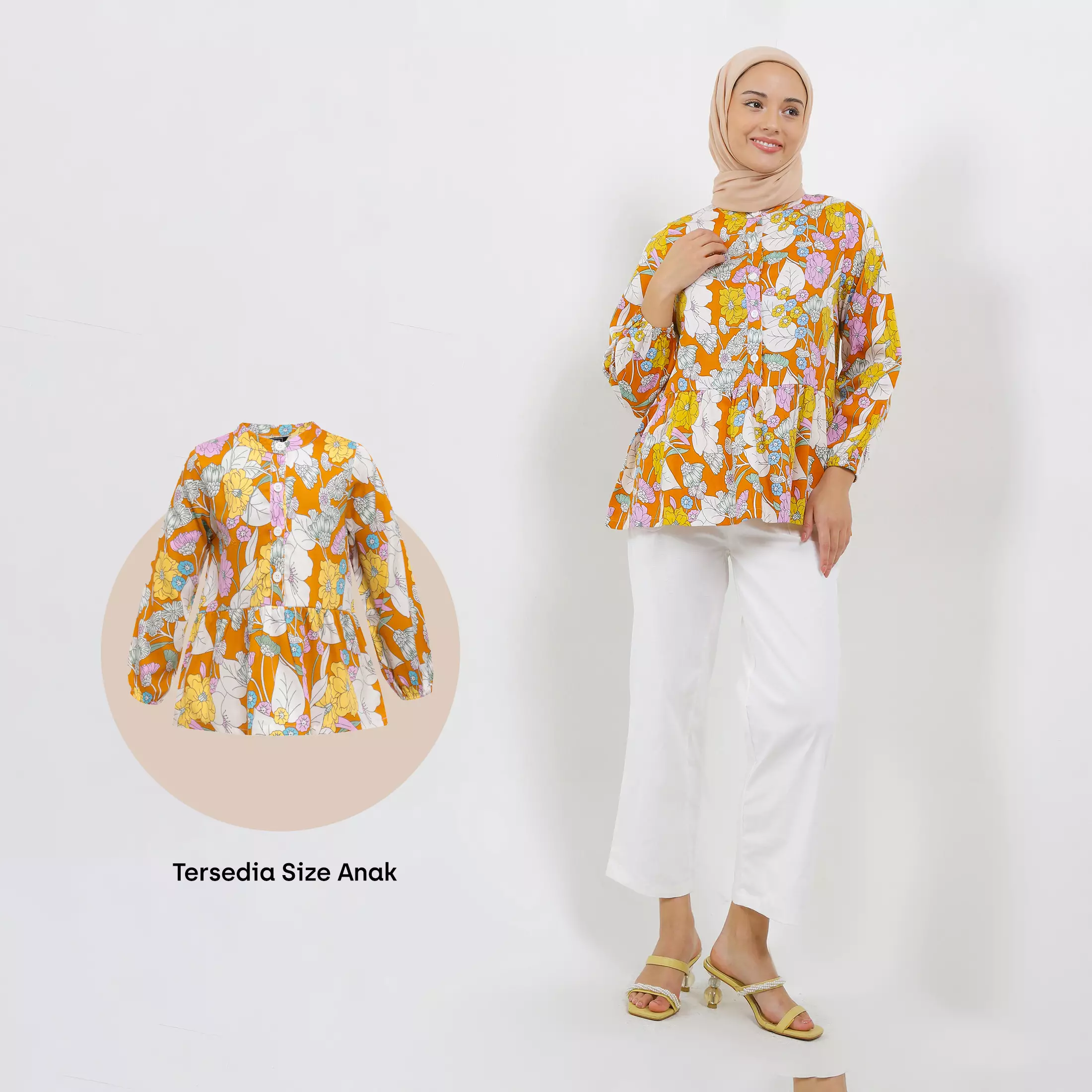 MFMW Woolyi Atasan Blouse Orange Motif Bunga