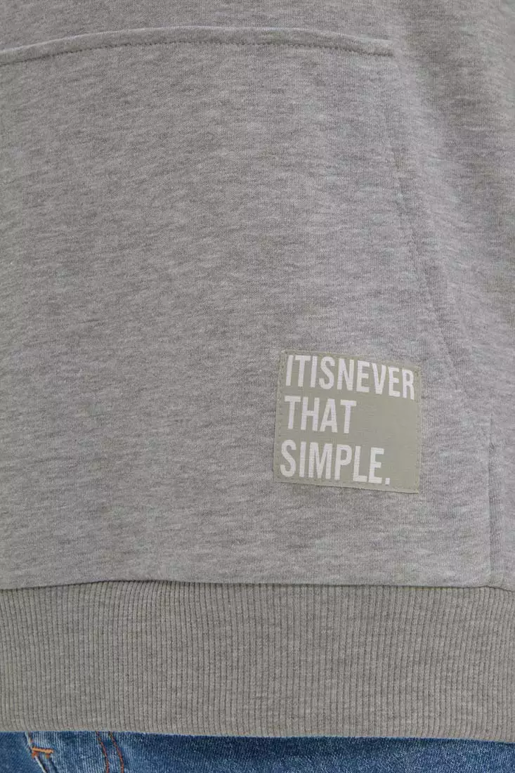 Basic Oversize Hooded Sweatshirt with Patched Label